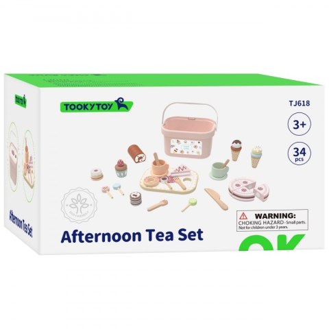 TOOKY TOY Drewniany Zestaw Małego Cukiernika Słodkości do Krojenia na Rzepy w Pudełku Cukiernia Tort Sweet Cake