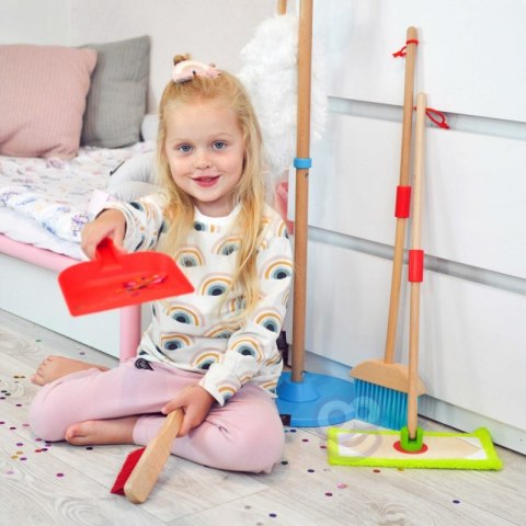 TOOKY TOY Drewniany Zestaw do Sprzątania dla Dzieci Zabawka Edukacyjna 6 el.