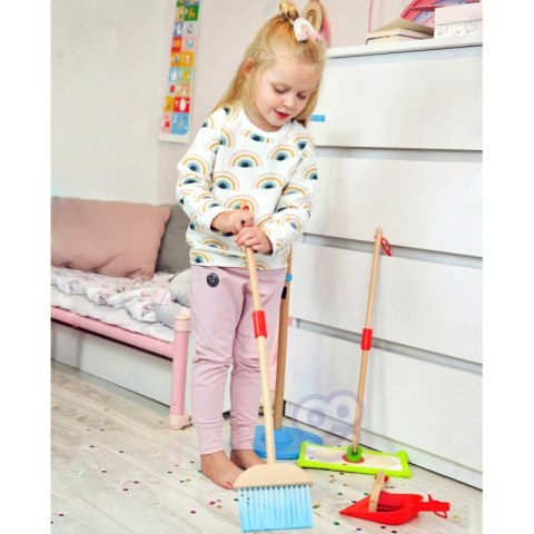 TOOKY TOY Drewniany Zestaw do Sprzątania dla Dzieci Zabawka Edukacyjna 6 el.