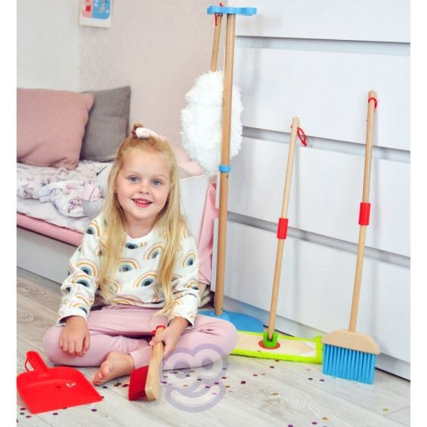 TOOKY TOY Drewniany Zestaw do Sprzątania dla Dzieci Zabawka Edukacyjna 6 el.