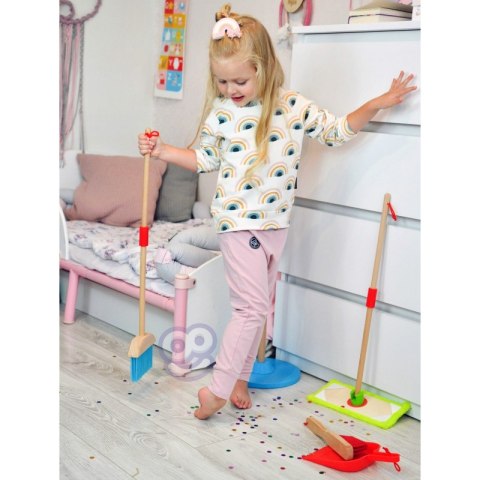 TOOKY TOY Drewniany Zestaw do Sprzątania dla Dzieci Zabawka Edukacyjna 6 el.