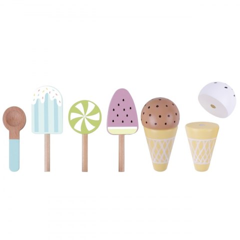 TOOKY TOY Zestaw XL Lodziarnia Drewniane Lody na Magnes na Stojaku 9 el.
