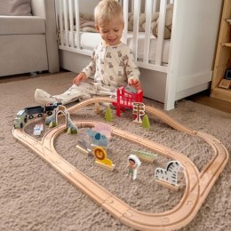 WOOPIE GREEN Drewniana Kolejka ZOO Zestaw XL Pociąg na Magnes Tor 60 el. FSC