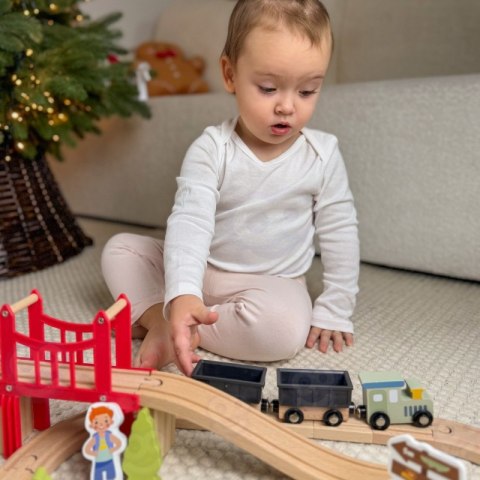 WOOPIE GREEN Drewniana Kolejka ZOO Zestaw XL Pociąg na Magnes Tor 60 el. FSC