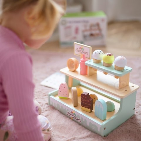 WOOPIE GREEN Drewniana Lodziarnia Sklepik Zestaw z Lodami Stragan 16 EL