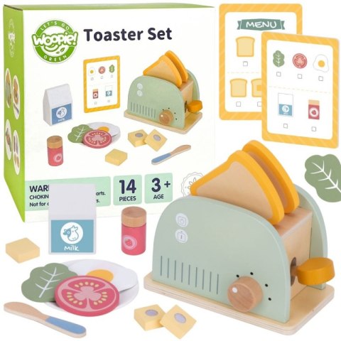 WOOPIE GREEN Drewniany Toster Zestaw Śniadaniowy z Akcesoriami 14 el. FSC